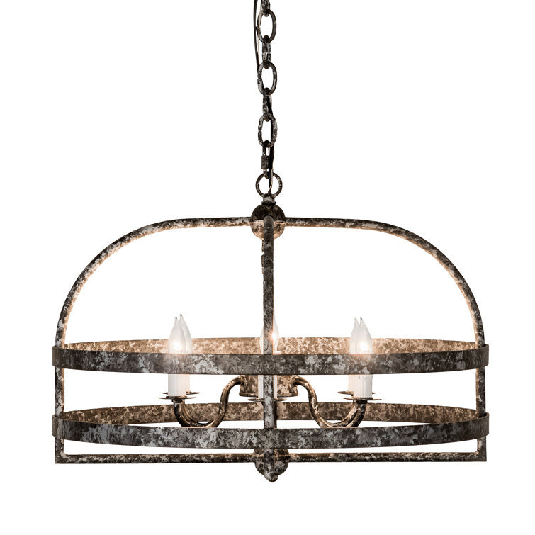 Pewter Finish Mini Geometric Chandelier with Faux Candles