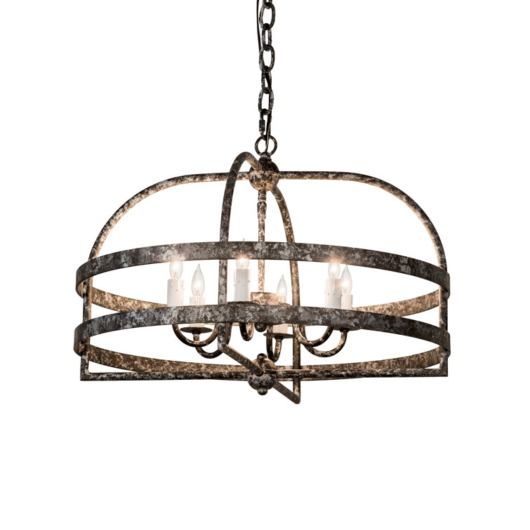 Pewter Finish Mini Geometric Chandelier with Faux Candles