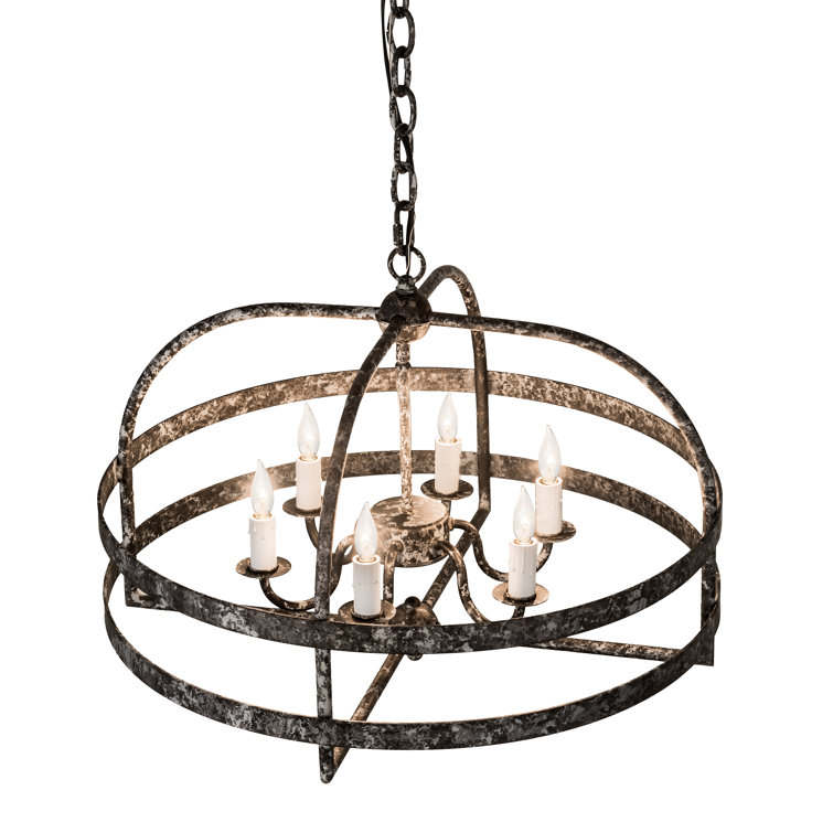 Pewter Finish Mini Geometric Chandelier with Faux Candles