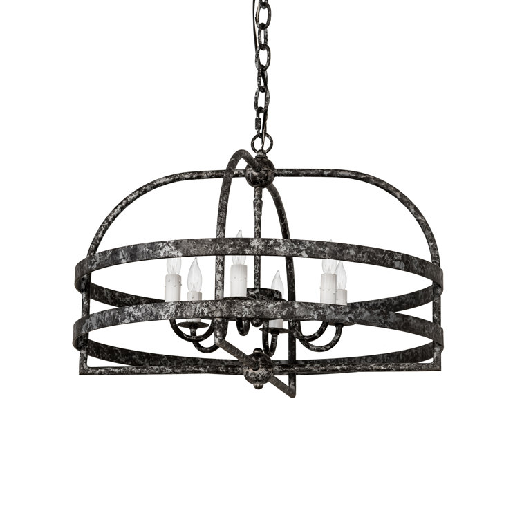 Pewter Finish Mini Geometric Chandelier with Faux Candles
