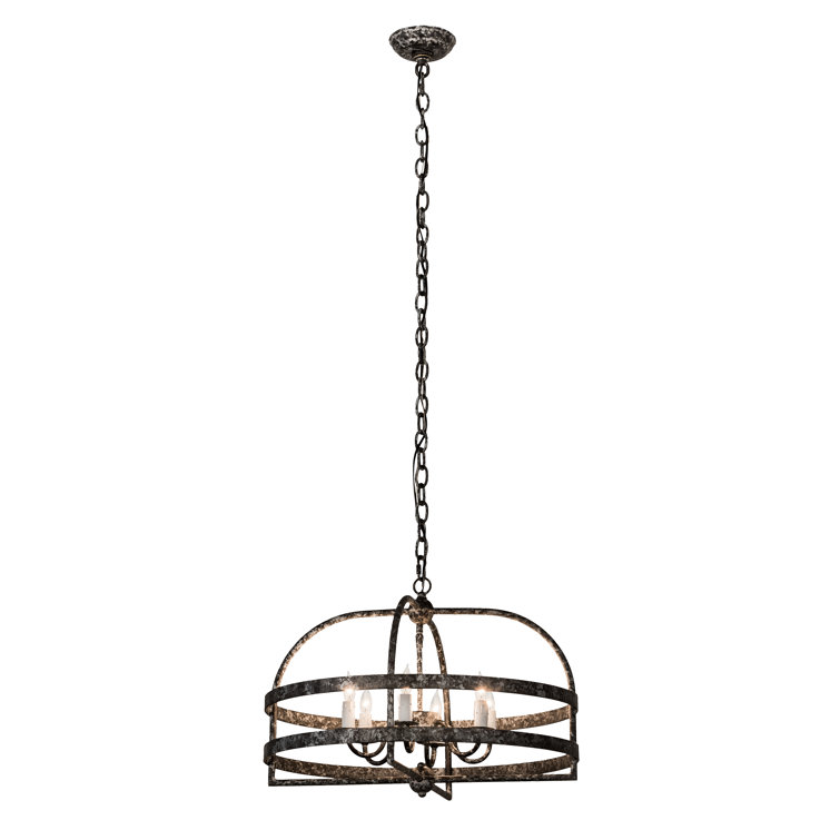 Pewter Finish Mini Geometric Chandelier with Faux Candles