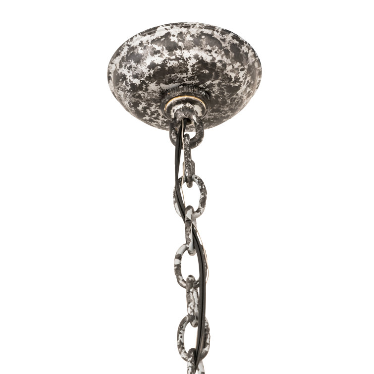 Pewter Finish Mini Geometric Chandelier with Faux Candles