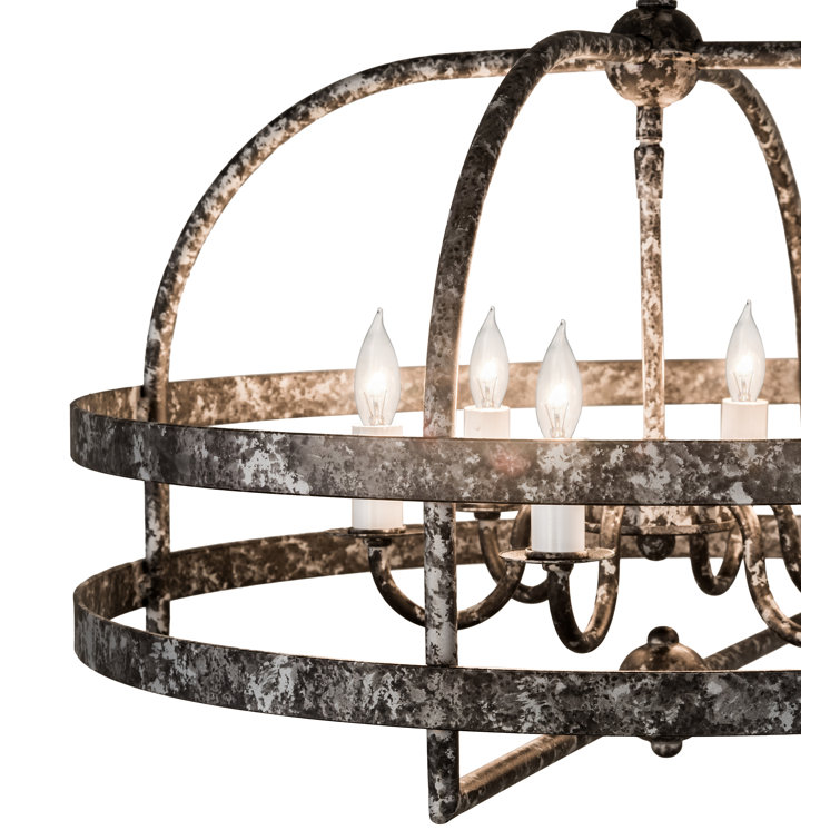 Pewter Finish Mini Geometric Chandelier with Faux Candles