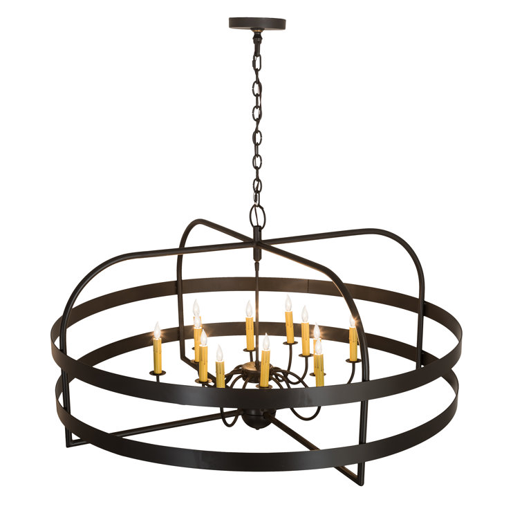 Timeless Bronze 12-Light Geometric Candle Chandelier