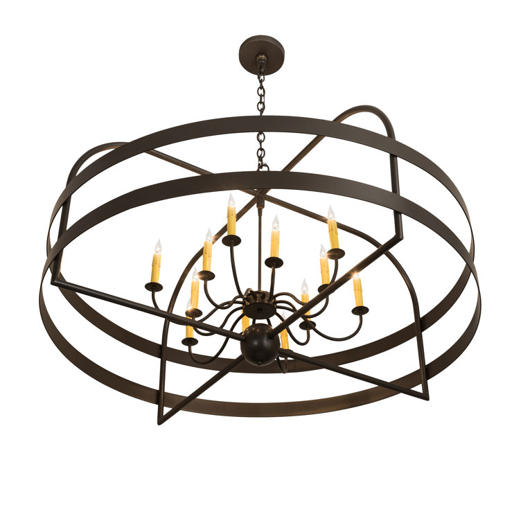 Timeless Bronze 12-Light Geometric Candle Chandelier