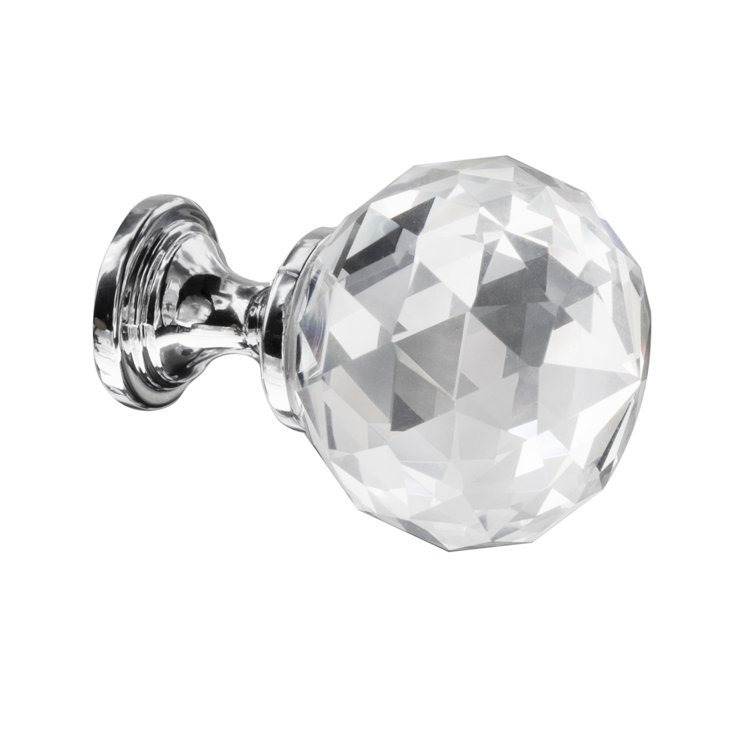 Chloe 1-1/8" Polished Nickel and Glass Round Cabinet Knob