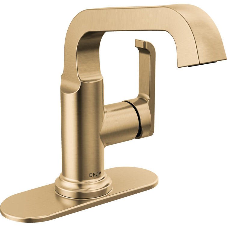 Champagne Bronze Single Handle Bathroom Faucet with Drain Assembly
