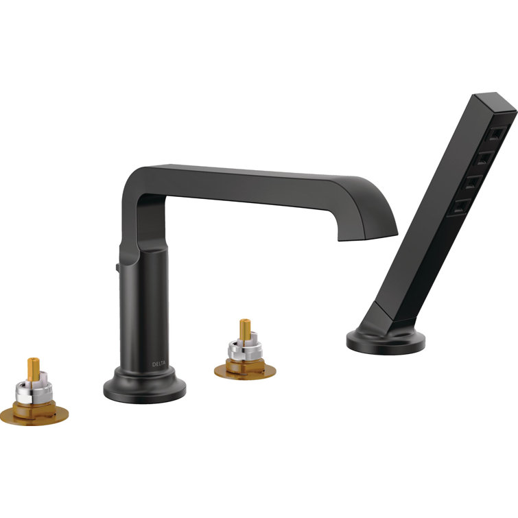 Matte Black Modern Roman Tub Faucet with Hand Shower