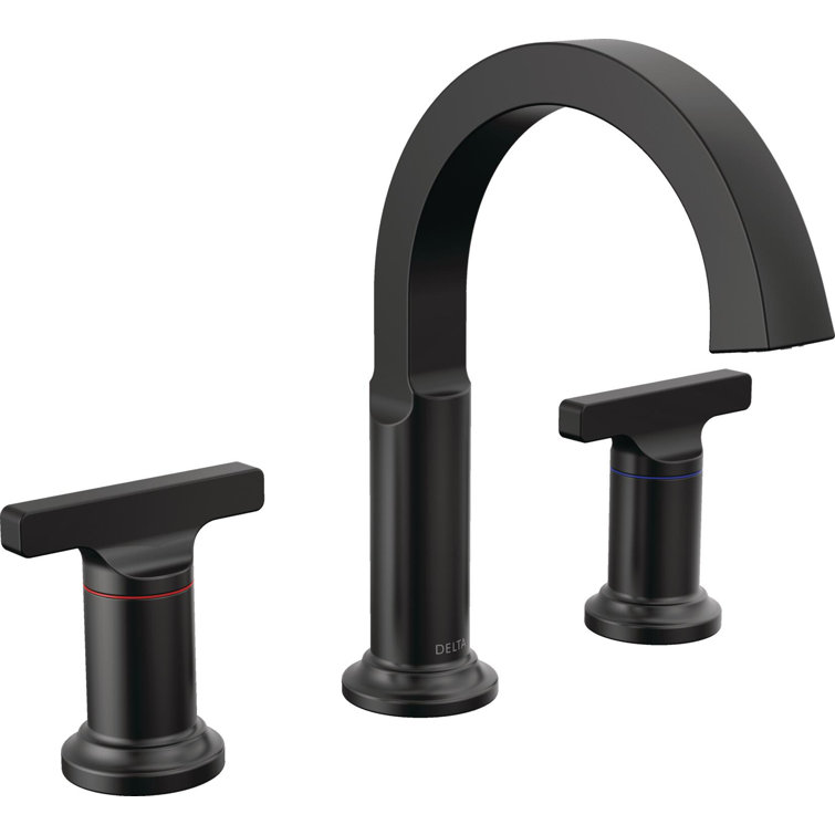 Tetra Matte Black Widespread Bathroom Faucet with Diamond Seal Technology