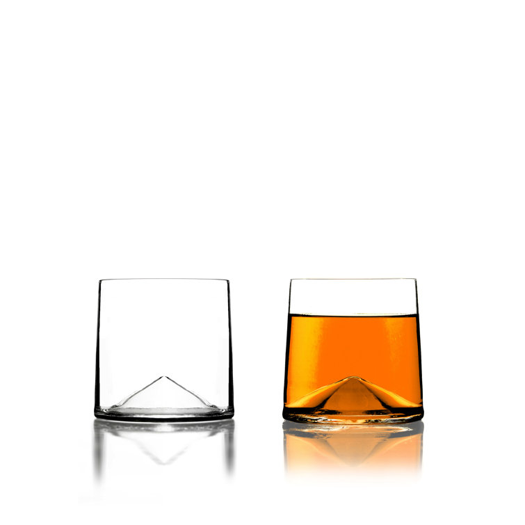 Handmade Crystal Stemless Whiskey Glass Set, 13.5 oz, Smooth