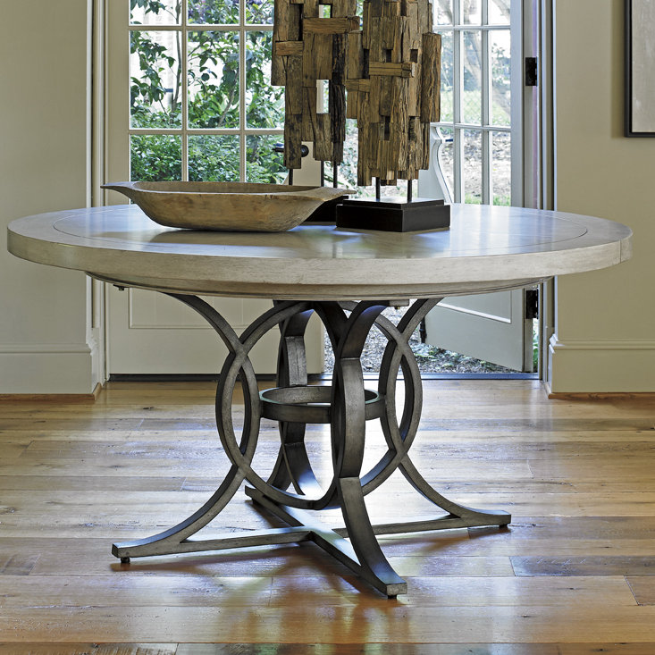 Elegant Cream Round Wood Extendable Dining Table for Six