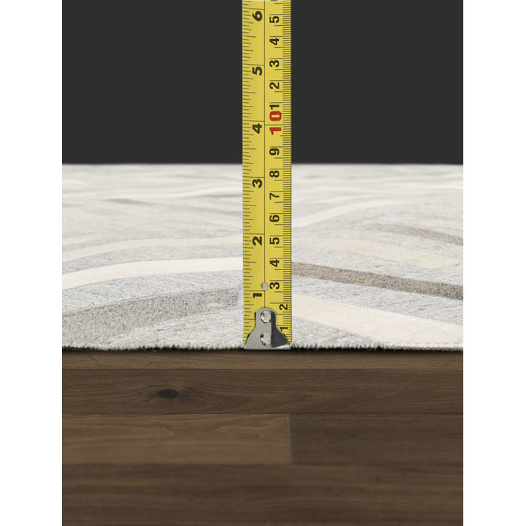Handmade Gray Geometric Cowhide Silk 10' x 14' Rug