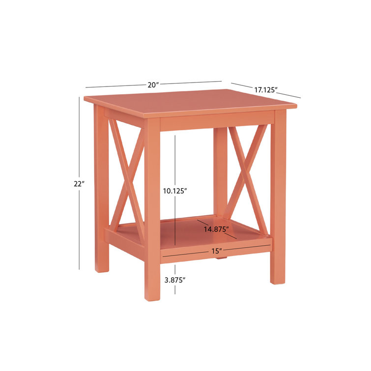 Davis Coral Painted Pine Coastal Square End Table