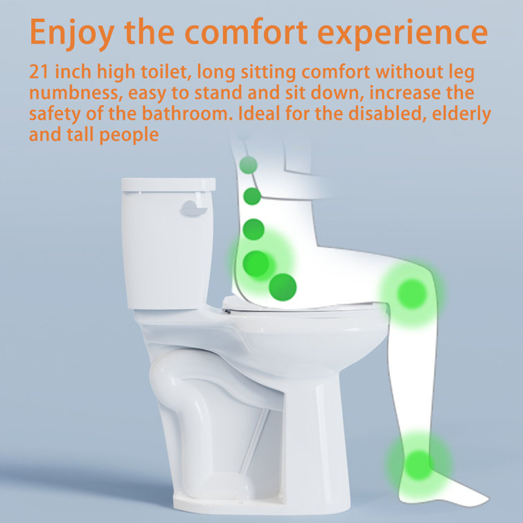 21-Inch High Efficiency White Ceramic Elongated Toilet