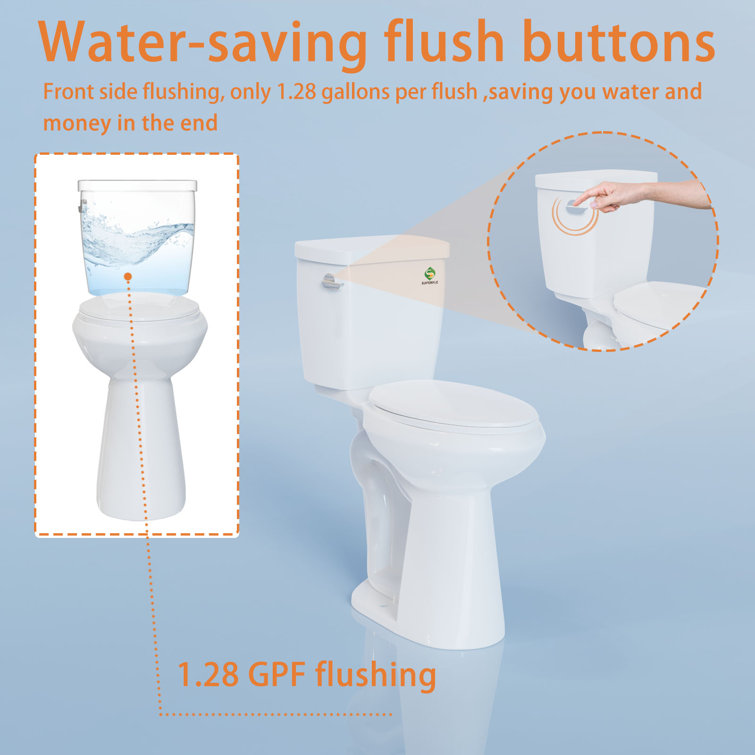 21-Inch High Efficiency White Ceramic Elongated Toilet