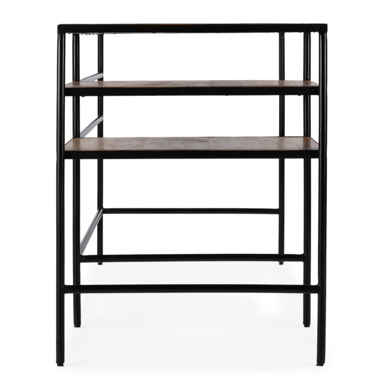 Jensen 55" Natural Mango Wood and Black Iron Home Office Desk