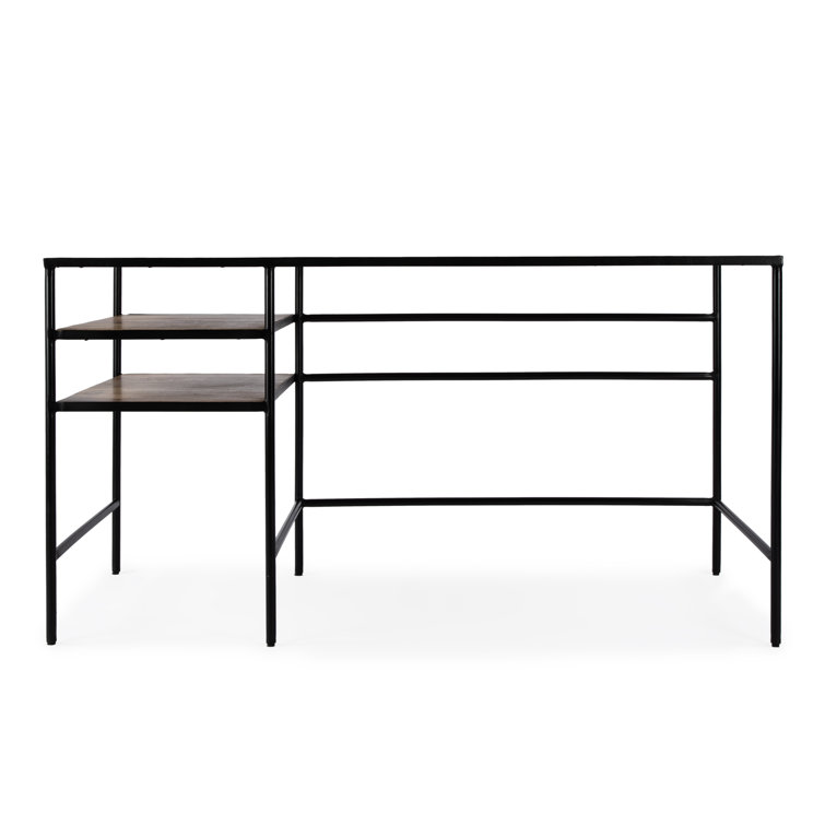 Jensen 55" Natural Mango Wood and Black Iron Home Office Desk