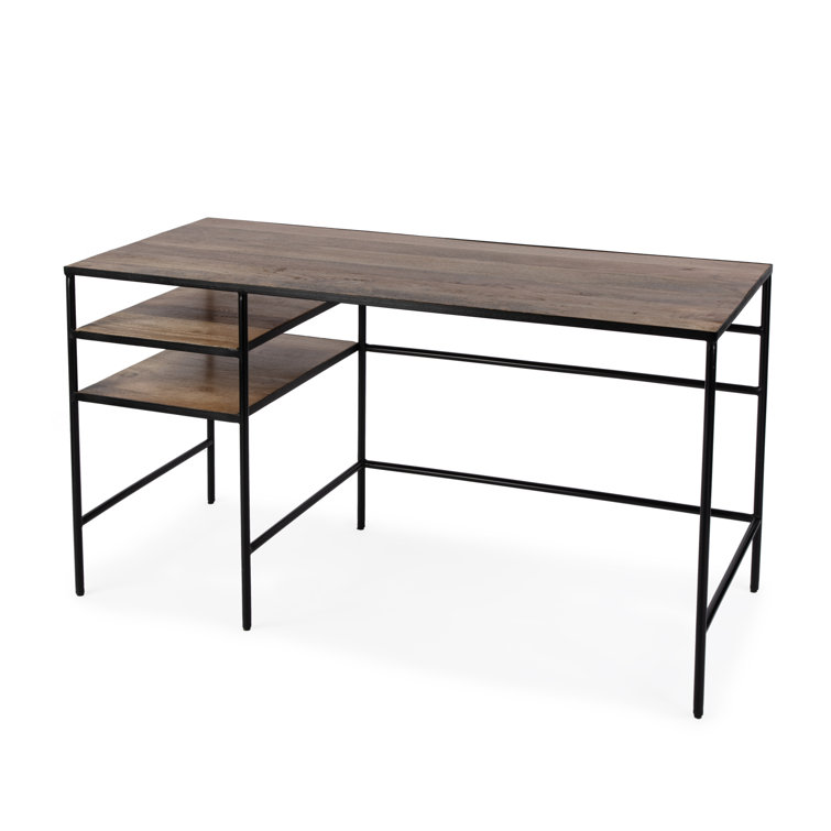Jensen 55" Natural Mango Wood and Black Iron Home Office Desk