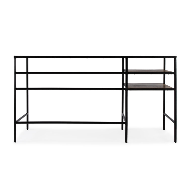 Jensen 55" Natural Mango Wood and Black Iron Home Office Desk
