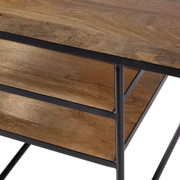 Jensen 55" Natural Mango Wood and Black Iron Home Office Desk