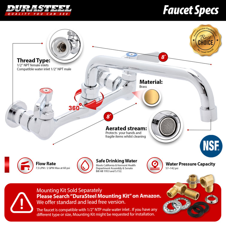 18'' x 18'' Stainless Steel Commercial Utility Sink with Faucet