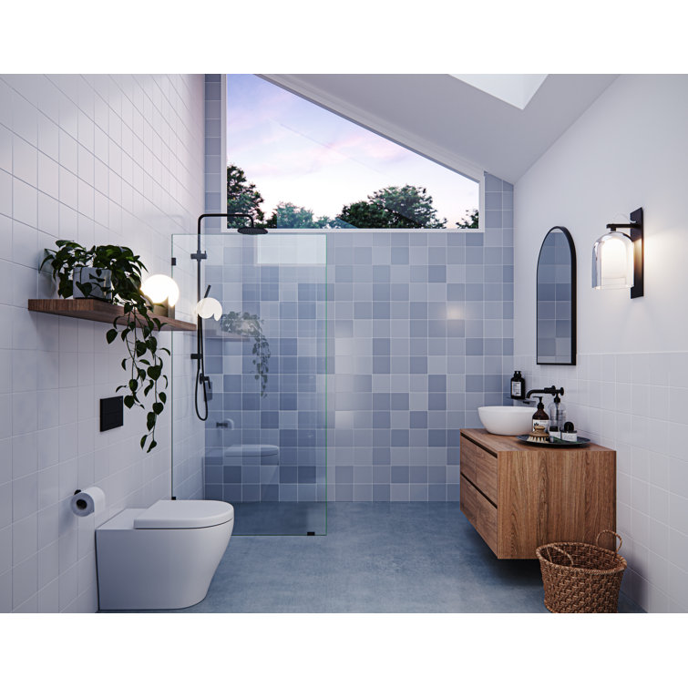 Vela 38 in. x 78 in. Frameless Glass Shower Panel with Matte Black Hardware