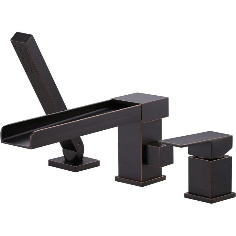 Oil Rubbed Bronze Waterfall Tub Faucet with Hand Shower