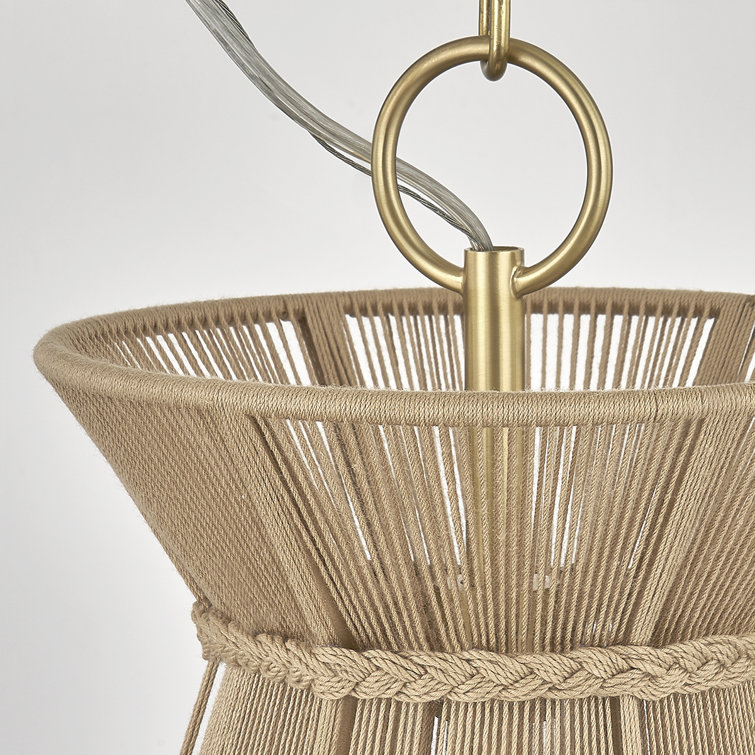 Aaliyah Aged Brass Pendant Light with Cotton Shade