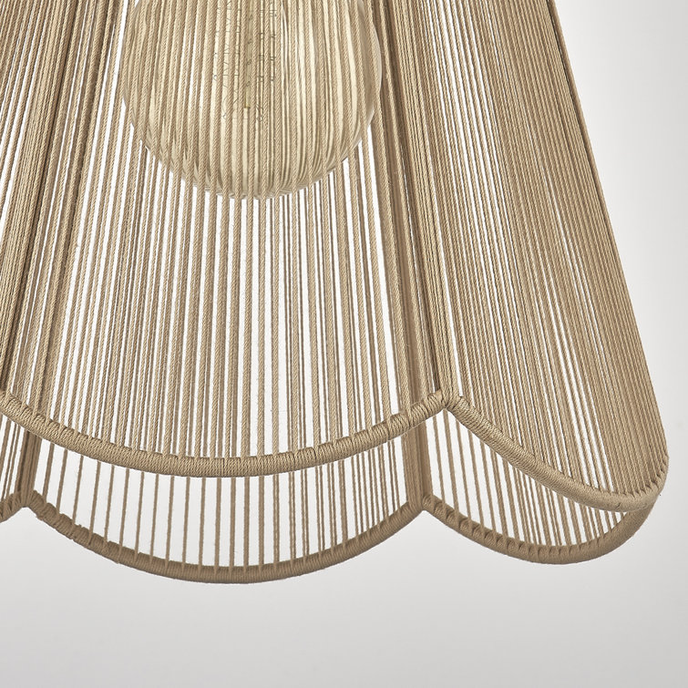 Aaliyah Aged Brass Pendant Light with Cotton Shade