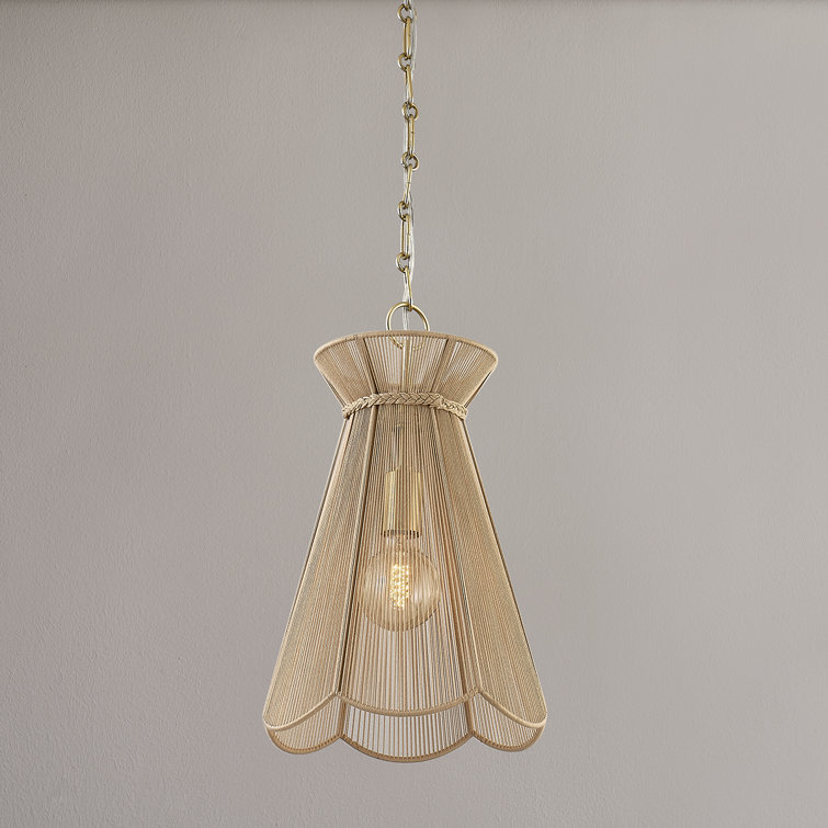 Aaliyah Aged Brass Pendant Light with Cotton Shade