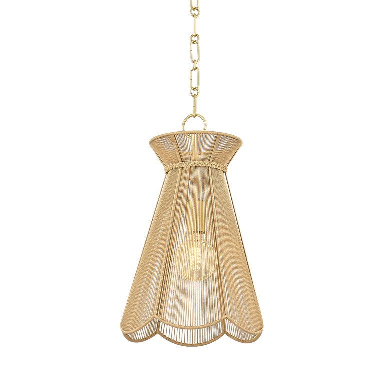 Aaliyah Aged Brass Pendant Light with Cotton Shade