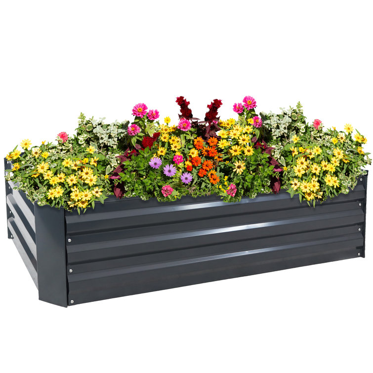 Dark Gray Galvanized Steel Raised Garden Beds for Plants and Vegetables