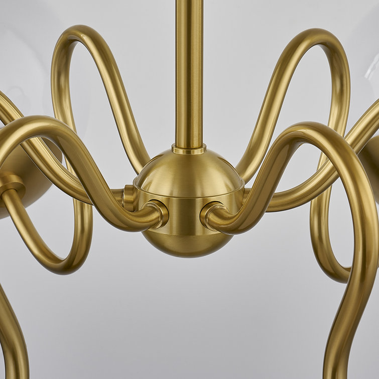 Aged Brass 38.5" Chandelier with Opal Glossy Shades