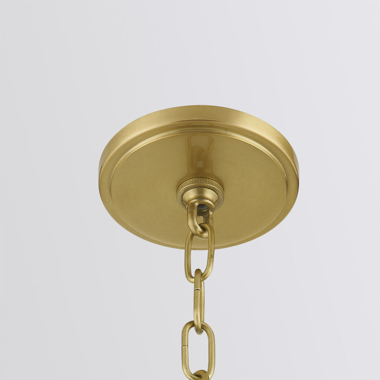 Aged Brass and Opal Glass Pendant Light