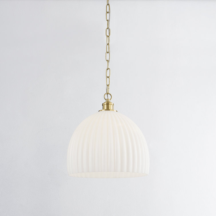 Aged Brass Opal Glossy Shade Pendant Light