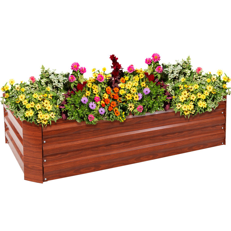 Woodgrain Galvanized Steel Raised Garden Beds, 48" x 24" x 11.75"