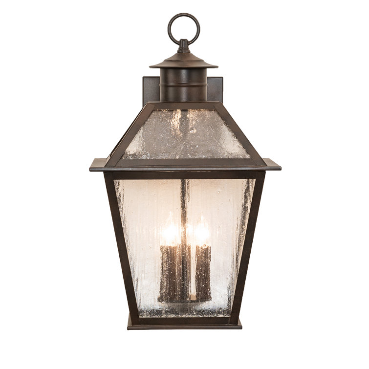 Antique Rust 3-Light Wall Lantern with Clear Seeded Glass
