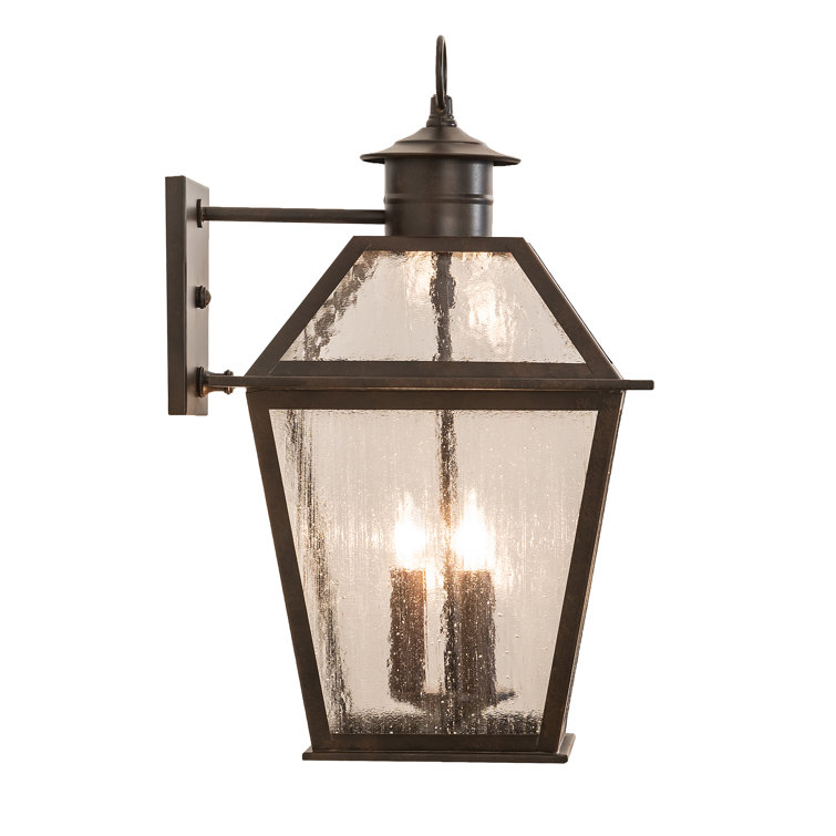 Antique Rust 3-Light Wall Lantern with Clear Seeded Glass