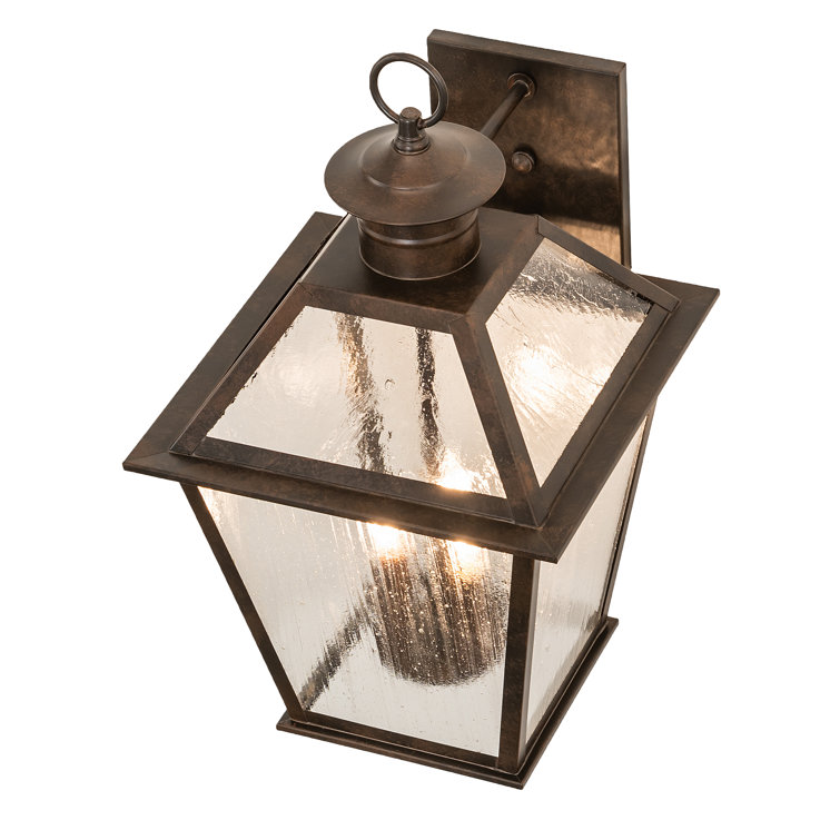 Antique Rust 3-Light Wall Lantern with Clear Seeded Glass