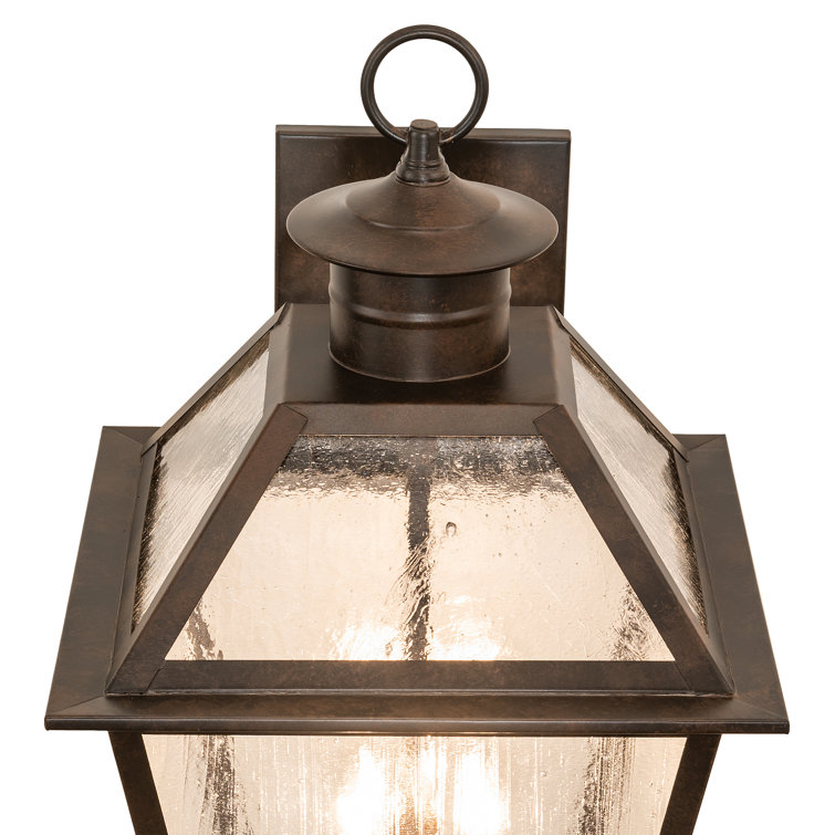Antique Rust 3-Light Wall Lantern with Clear Seeded Glass