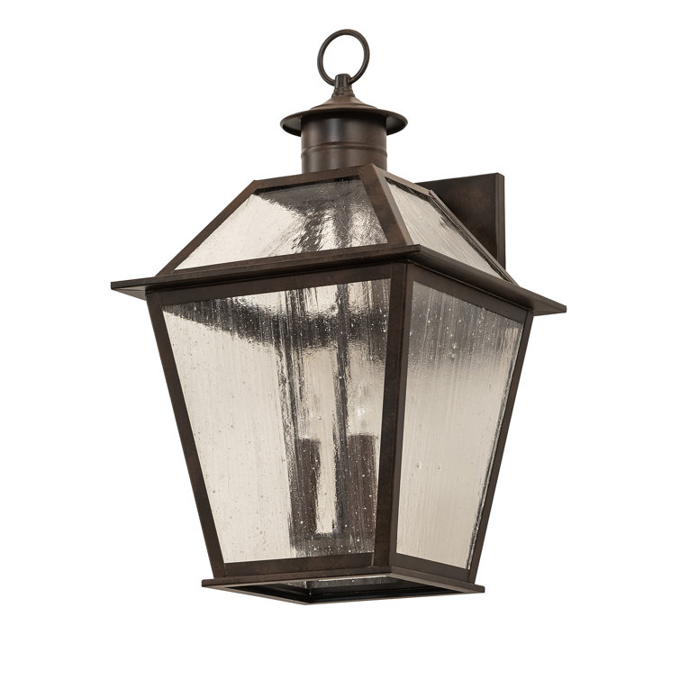 Antique Rust 3-Light Wall Lantern with Clear Seeded Glass