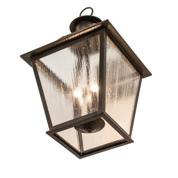 Antique Rust 3-Light Wall Lantern with Clear Seeded Glass