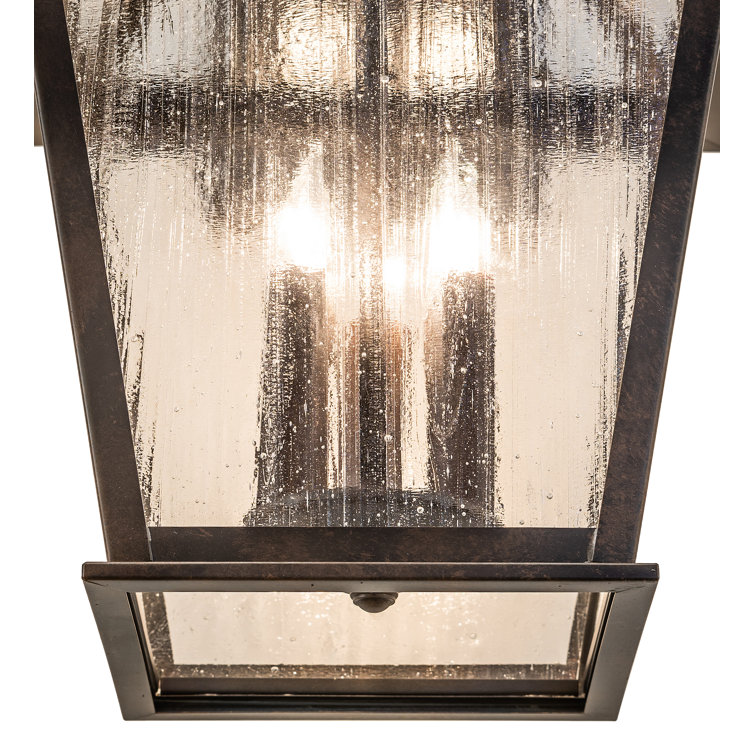 Antique Rust 3-Light Wall Lantern with Clear Seeded Glass