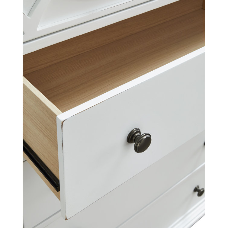 Transitional Double Brown and White 8-Drawer Dresser with Mirror