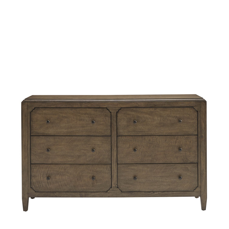 Brown Double Dresser with Mirror and Soft Close Drawers