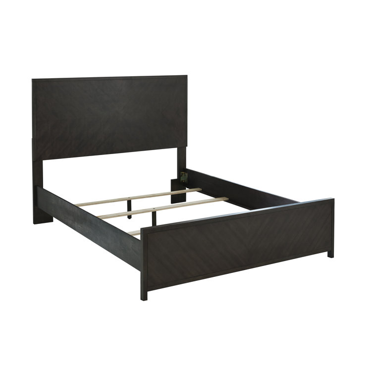 Walnut Brown Queen Panel Bed with Headboard