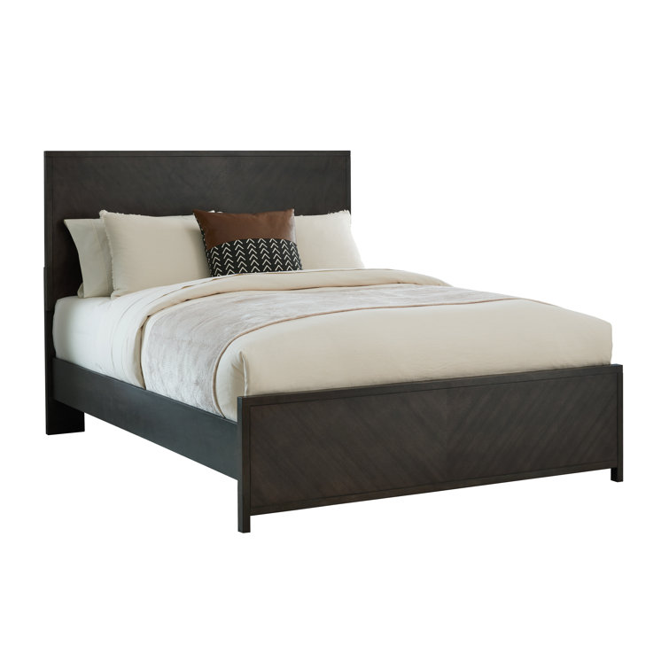 Walnut Brown Queen Panel Bed with Headboard