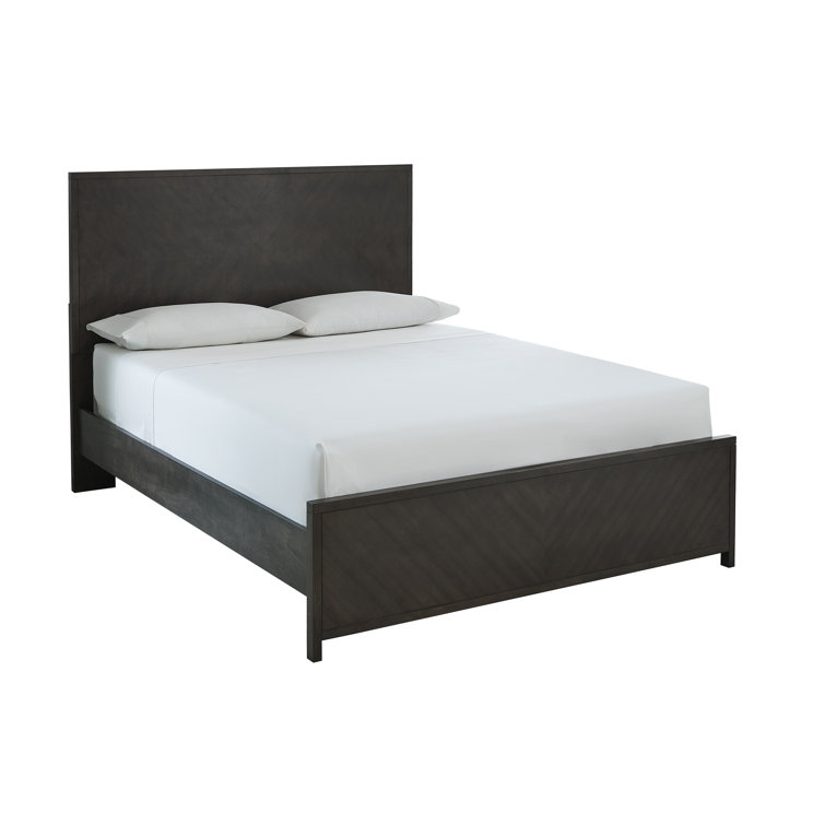 Walnut Brown Queen Panel Bed with Headboard
