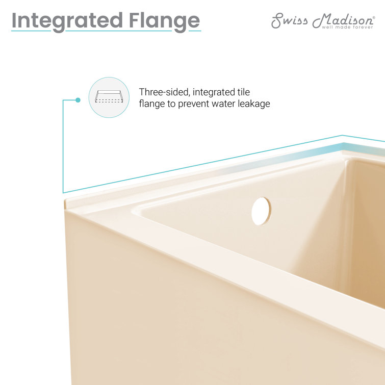 Voltaire Bisque Acrylic 54" x 30" Alcove Bathtub with Apron