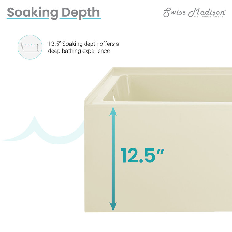 32" White Acrylic Alcove Bathtub with Apron